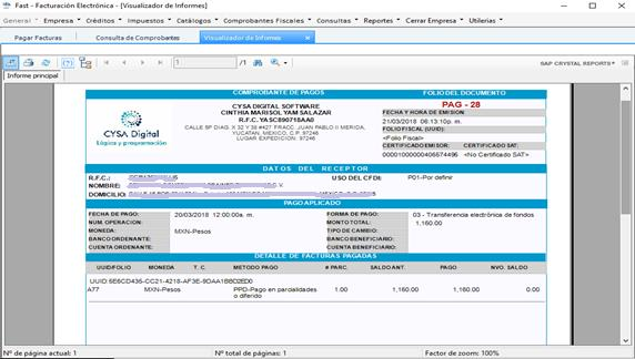 Lista Forma de pago desplegada con las claves del SAT, desde 01-Efectivo y 03-Transferencia electrónica hasta 30-Aplicación de anticipos