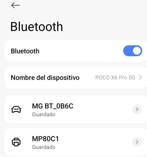 Dispositivos Bluetooth guardados, incluida la impresora MP80C1