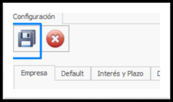 Botón Guardar de la configuración de CrediAdmin